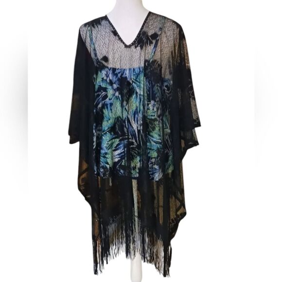 Women's Black Lace Swimwear Coverup XL - Picture 2 of 4